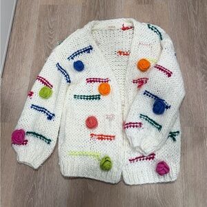 Listicle Cream and Pink Knit Sweater